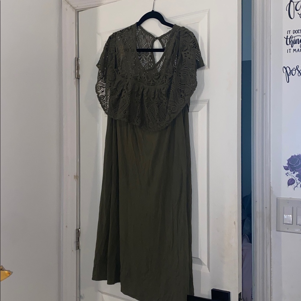 Lane Bryant Dress Womens Sage Green Maxi Sleeveless